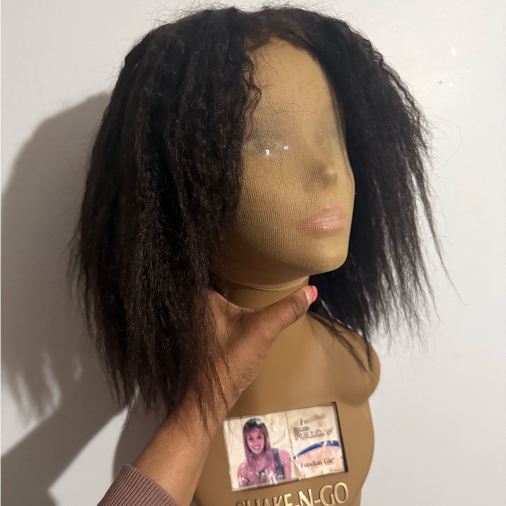 Black Crimped Texture Lace Front Wig - Women’s Natural Look